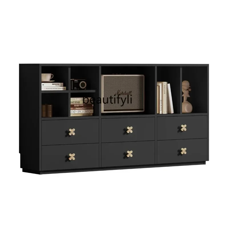 K185 غرفة المعيشة خزانة منخفضة الرجعية الشرفة خزانة ذات أدراج مزيج مجاني Tailstock تلفزيون الملابس الجانبية خزانة #3