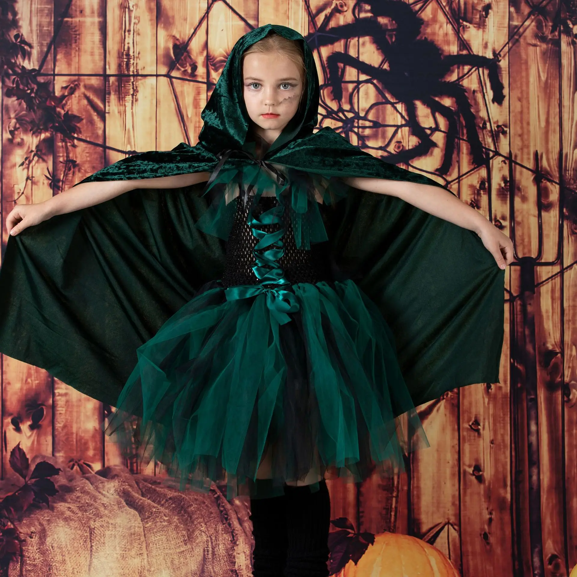 Halloween Adult Kids Witch Cape Hooded Vampire Cosplay Costume Death Scary Medieval Cloak Carnival Party Halloween Long Capes