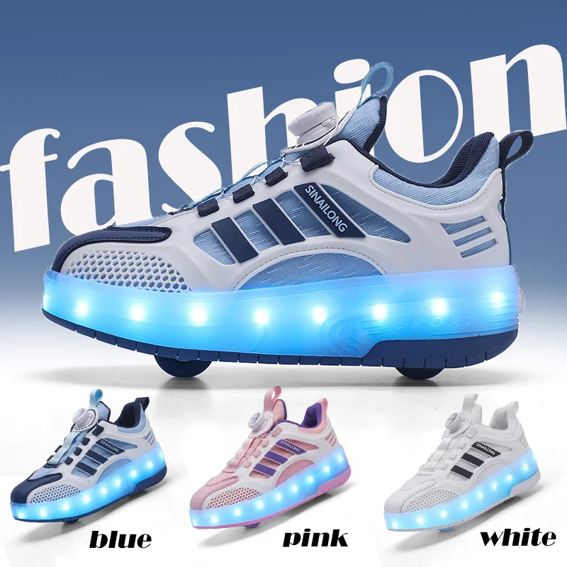 Children's 2-Wheels Luminous Glowing Sneakers  Kids Led Light Roller Skate Shoes Boys Girls USB Charging shoes