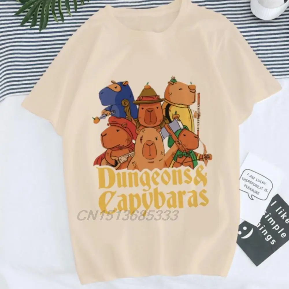 Dungeons Capybaras Unisex Vintage T-shirts Men What Have I Done Today Nothing Panda Printed Tees Mushroom Cat Man Sweatshirts