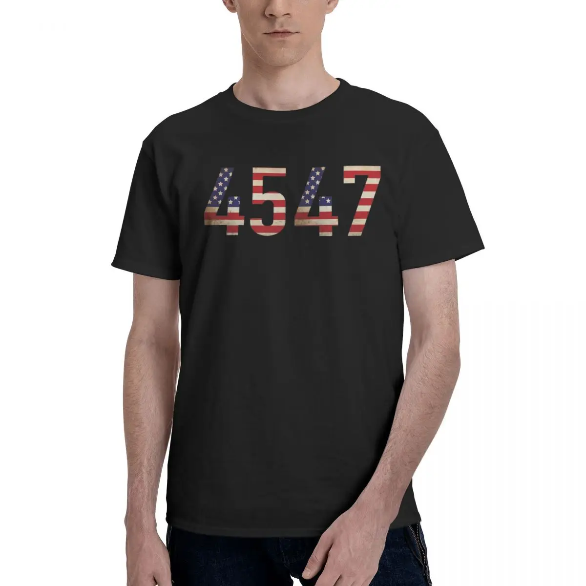 Men T-Shirts 45 47 Trump 2024 Awesome Cotton Tees Short Sleeve T Shirt Crewneck Tops Big Size