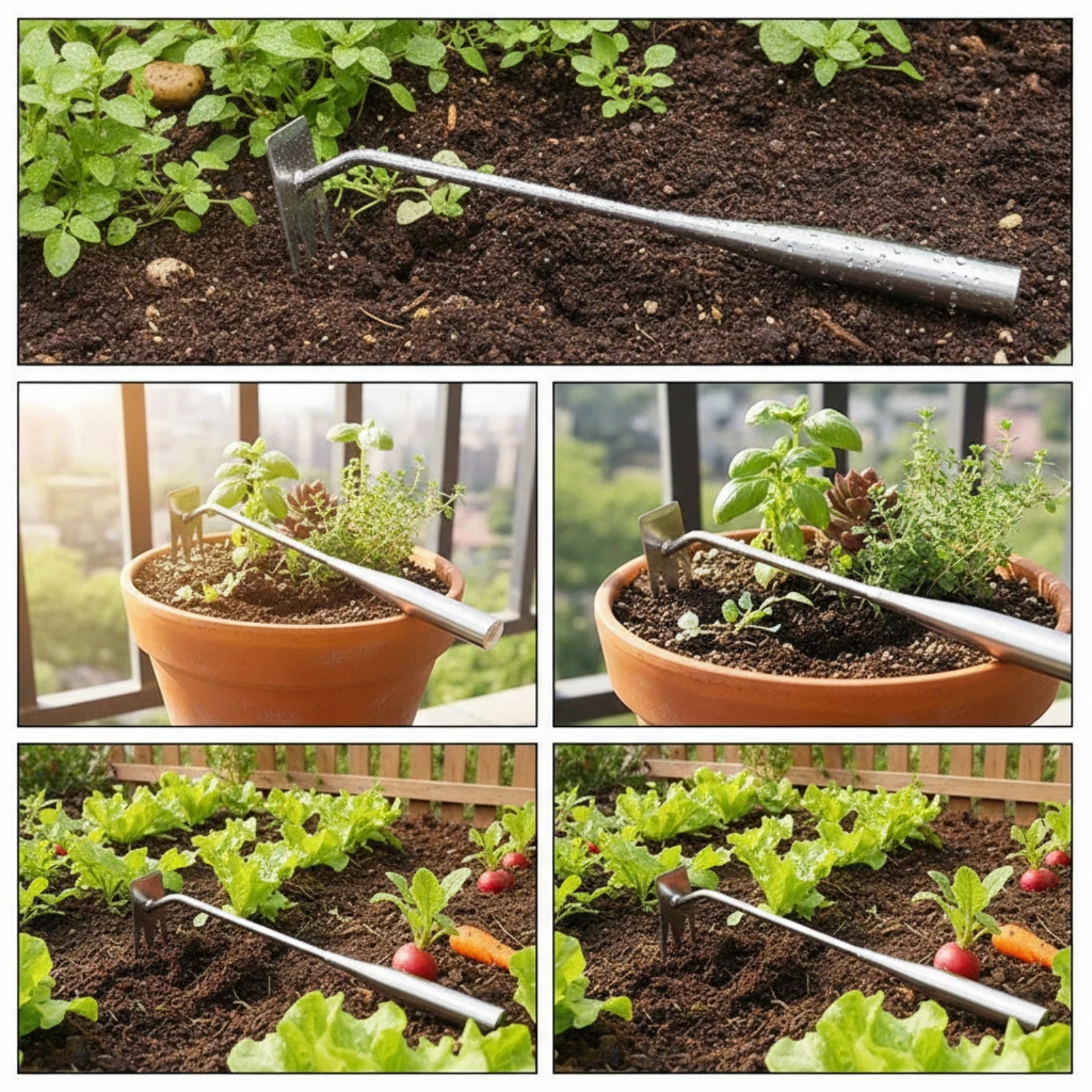 Hand Weeding Tool Long-Lasting Weeding Tool with Tines Hand Weeder Labor-Saving Lightweight for Gardeners, Garden Beds