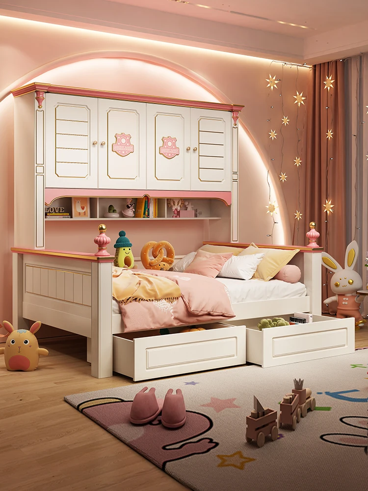 

Children's bed Girl wardrobe integrated desk Multifunctional sing1.2 meters Combination High box boy b 1.5