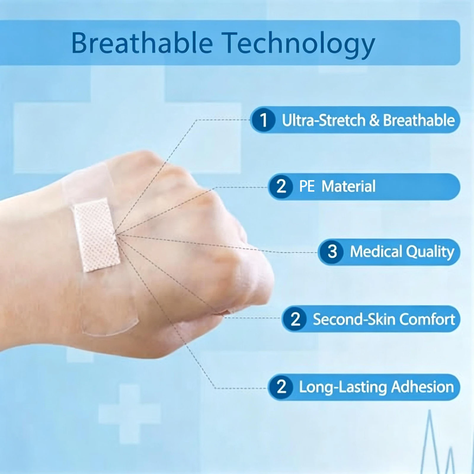 20/60/120Pcs 72*19mm Transparent PE Waterproof Bandage Clear Invisible Adhesive Breathable First Aid Strips for Minor Cut Scrape