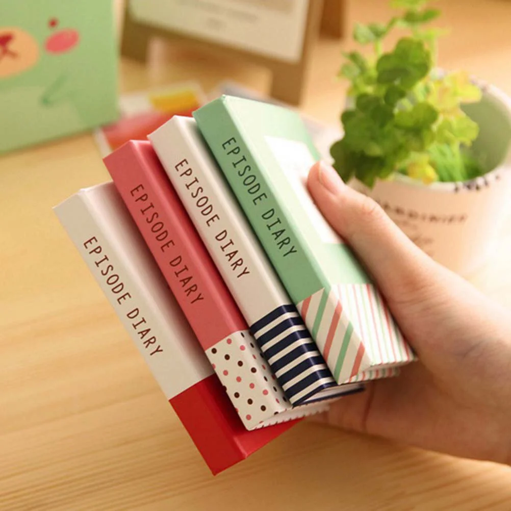 Creative Hardcover Notepads Posted Notebook Bookmark with Pen (Random Color) color stickers