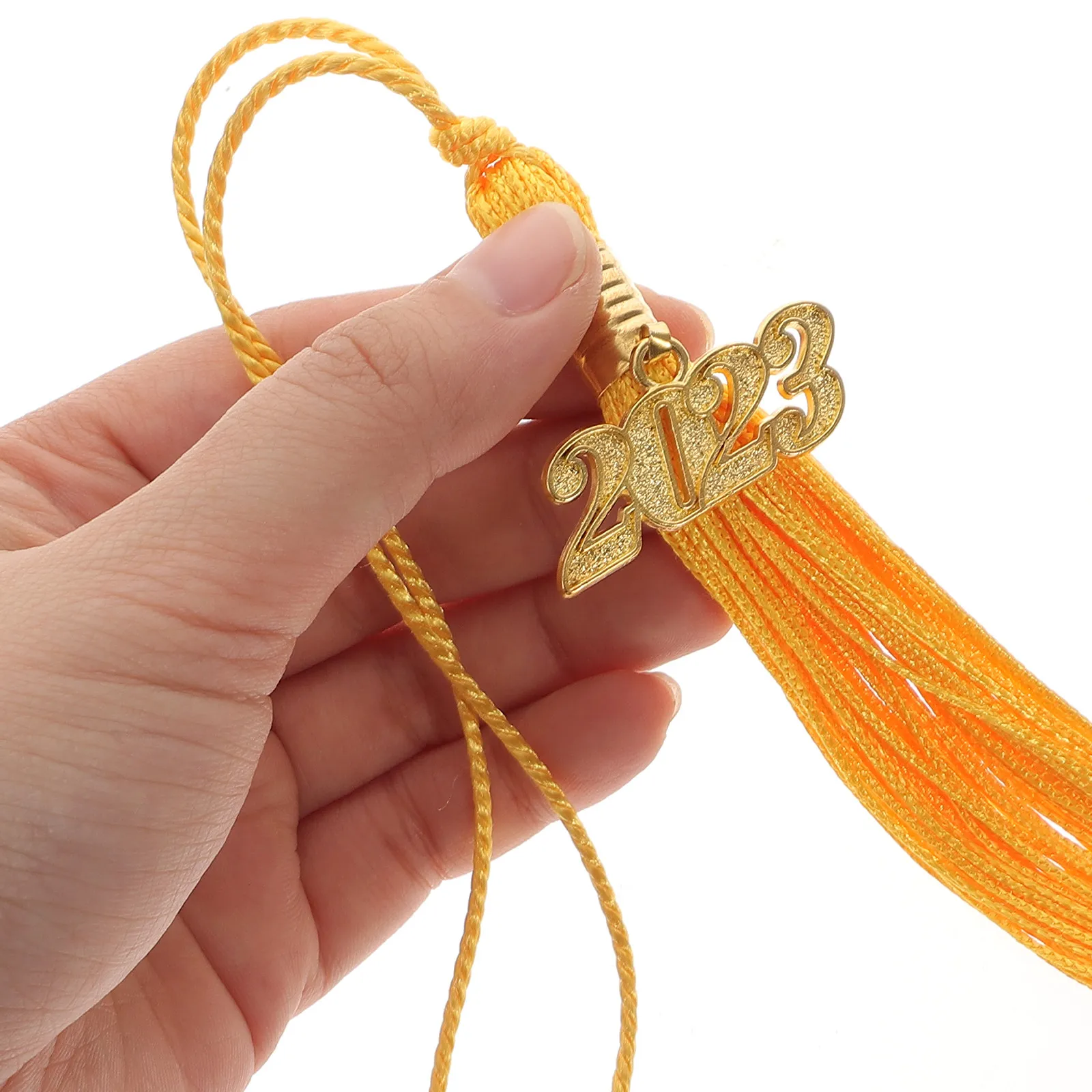 6Pcs 2023 Graduation Hat Tassels with Gold Year Charm Academic Cap Tassels for Doctorate Bachelor Ceremony Decorative Fringe