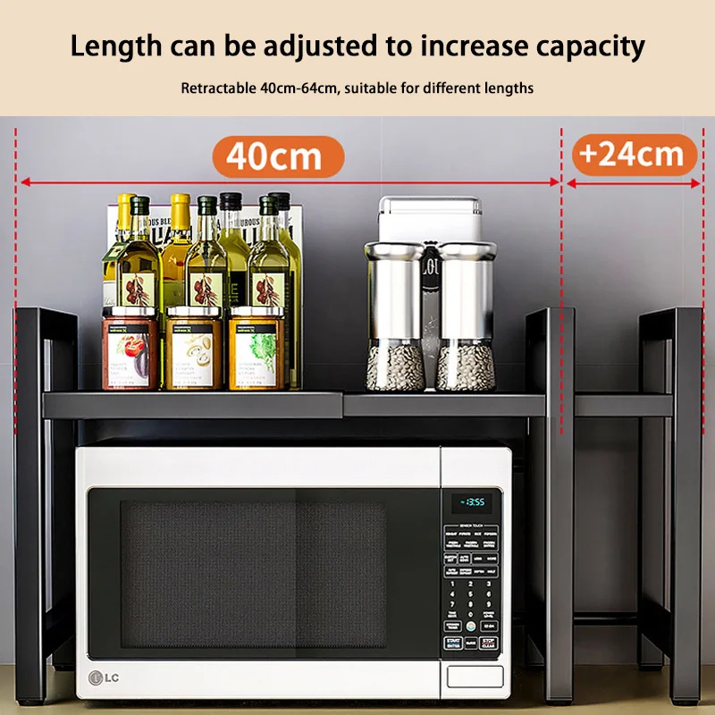 Retractable Storage Racks Household Multi-function Microwave Oven Shelf Seasoning Racks Multi-layer Shelf For Kitchen Placement