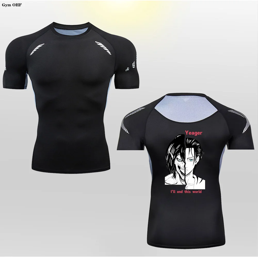 Men's Compression Shirts Sport Quick Dry Gym T-shirts Fitness Tops Tees Summer Moisture-Wicking Male Sweat Absorbing Tight Fit