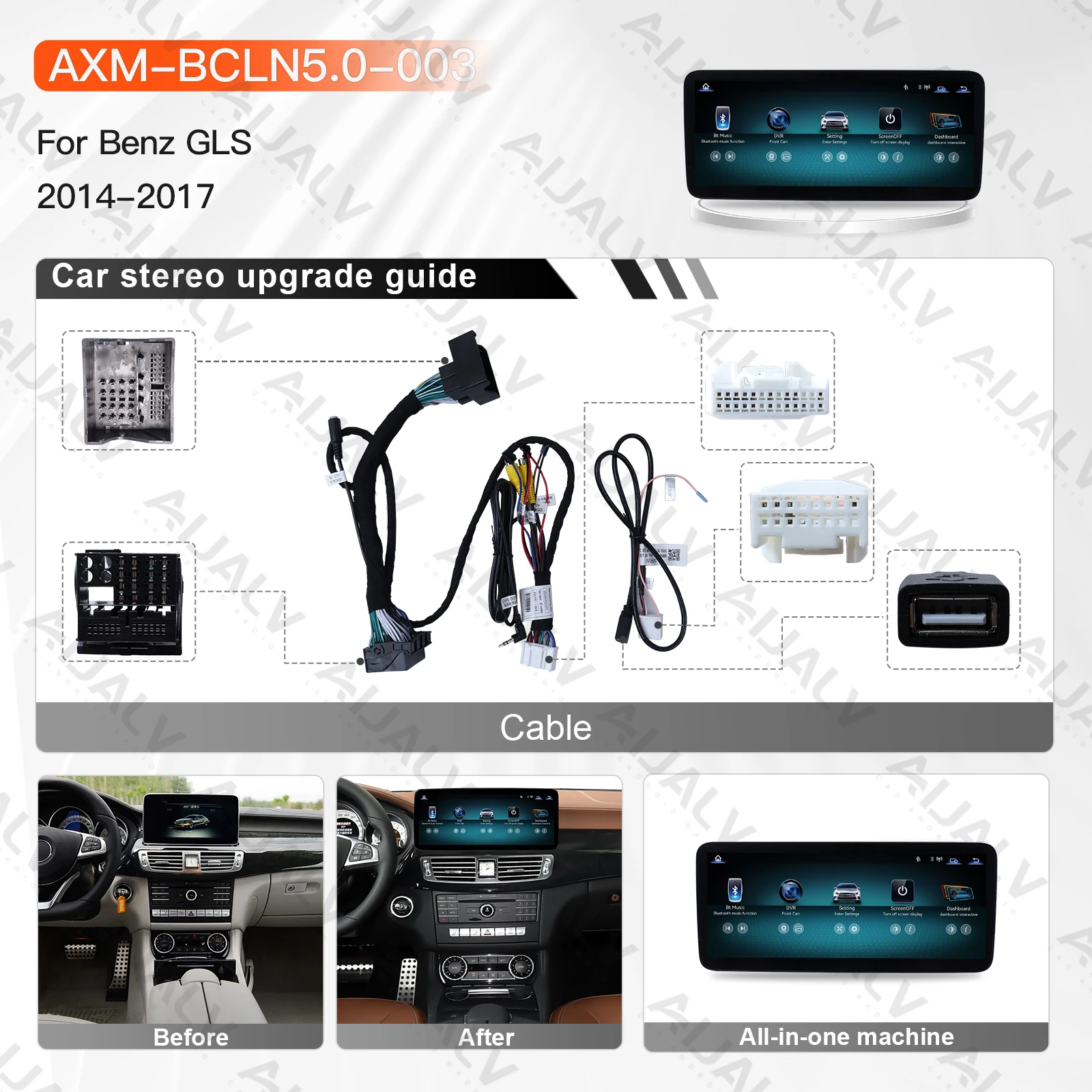 Latest 12.3-inch car radio stereo screen for Mercedes-Benz CLS 2015-2017 NTG5.0/5.1 dashboard Linux CarPlay full set