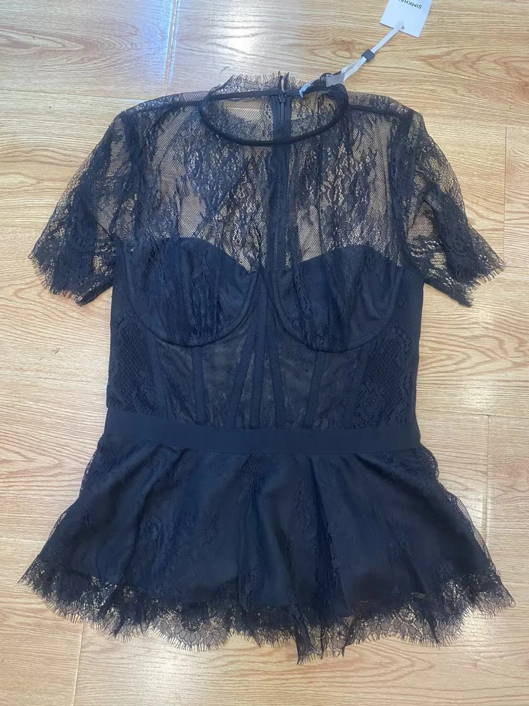 Women Lace patchwork tight top short sleeve fashion shirt tops