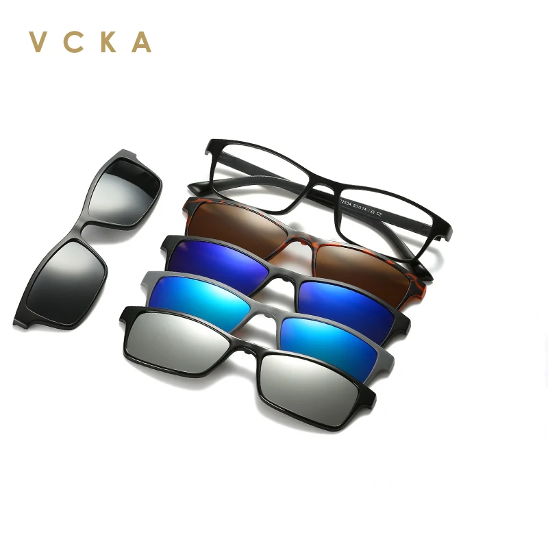 VCKA NEW Dual-use Magnetic Sleeve Mirror Men Women Personality Can Change the Piece Sunglasses Magnet Clip Polarized with Myopia