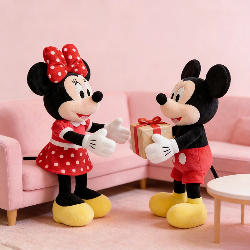 

Authentic Disney Mickey Minnie Mouse Doll Kawaiil Plush Toy Sitting Bedding Gift for Weddings And New Couples Cartoon Cute