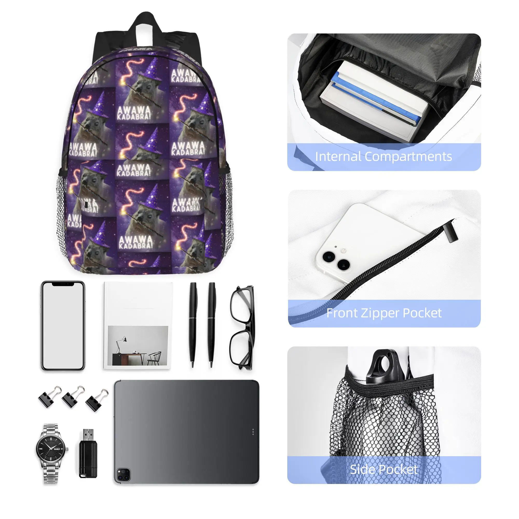 AWAWA KADABRA Rock Hyrax Wizard Backpack Hot Sale Daypack Large Capacity Boy Girl BookBag Shoulder Bags for Men Women School Bag
