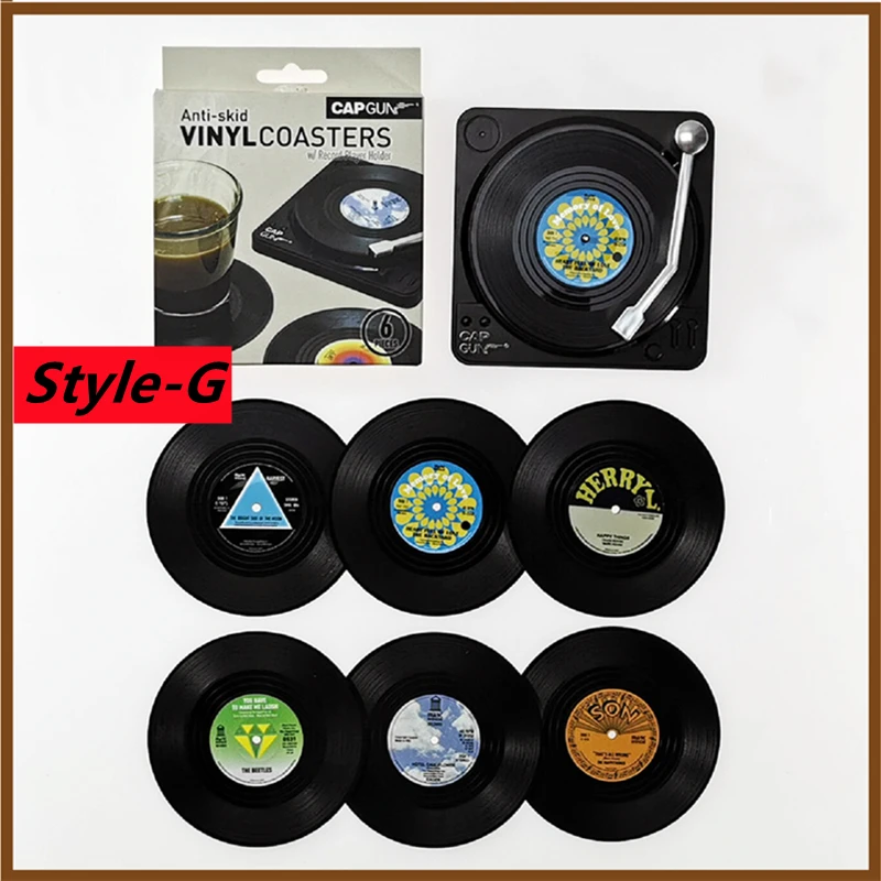 Nieuwe 6/4/2PCS Retro Vinyl Record Cup Coaster Anti-slip Koffie Onderzetters Hittebestendige Muziek Drinken Mok mat Tafel Placemat Decor