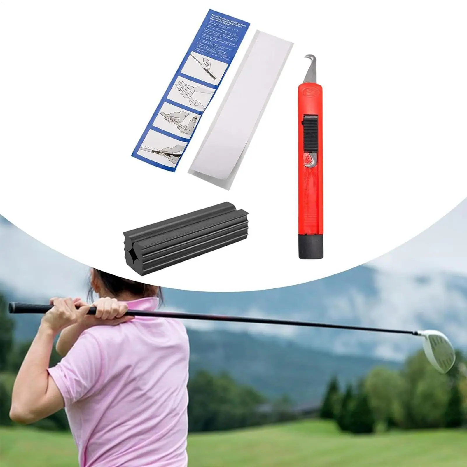 골프 클럽 그립 수리 키트 골프 그립 테이프 스트립 클럽 커버 제거 수리 도구 세트 고무 바이스 클램프 (골프 클럽 재그립용) / 골프