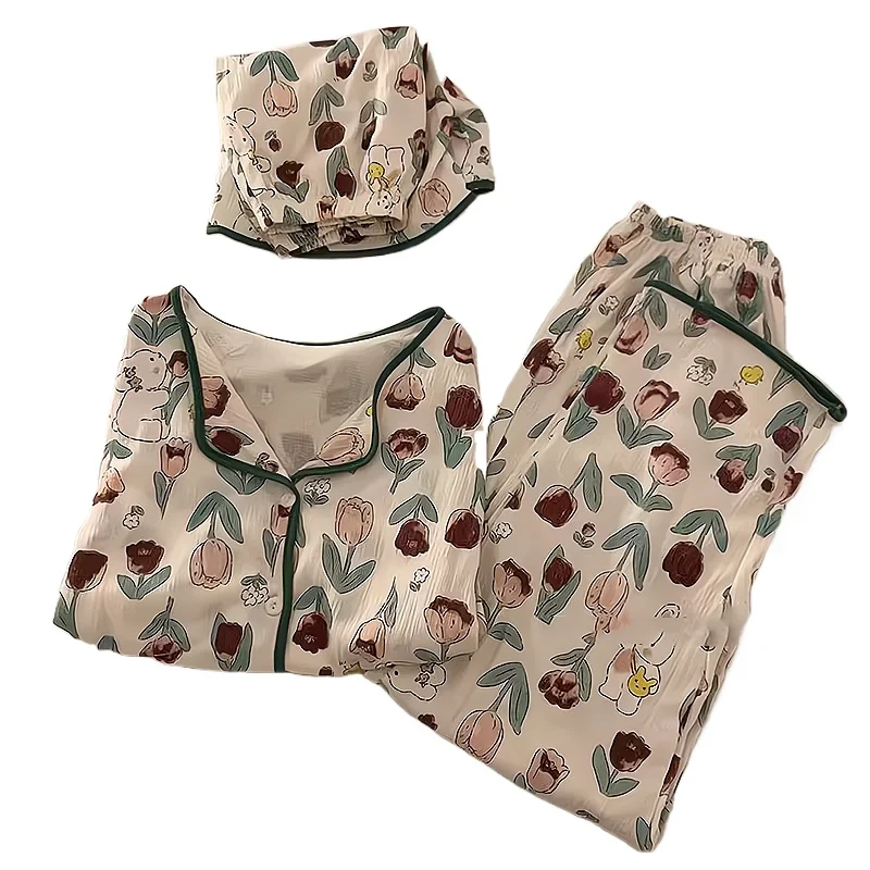 Pajama Pants Set Women's Clothing Homewear Summer Thin New Cute Comfortable Casual Stylish Versatile Wearable Loose Large Size