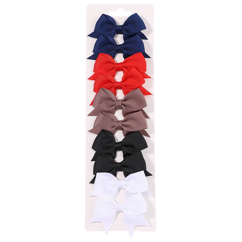 10Pcs/Set Grosgrain Ribbon Bowknot Hair Clips For Cute Girls Colorful Bows Hairpin Barrettes Headwear Kids Hair Accessories Gift