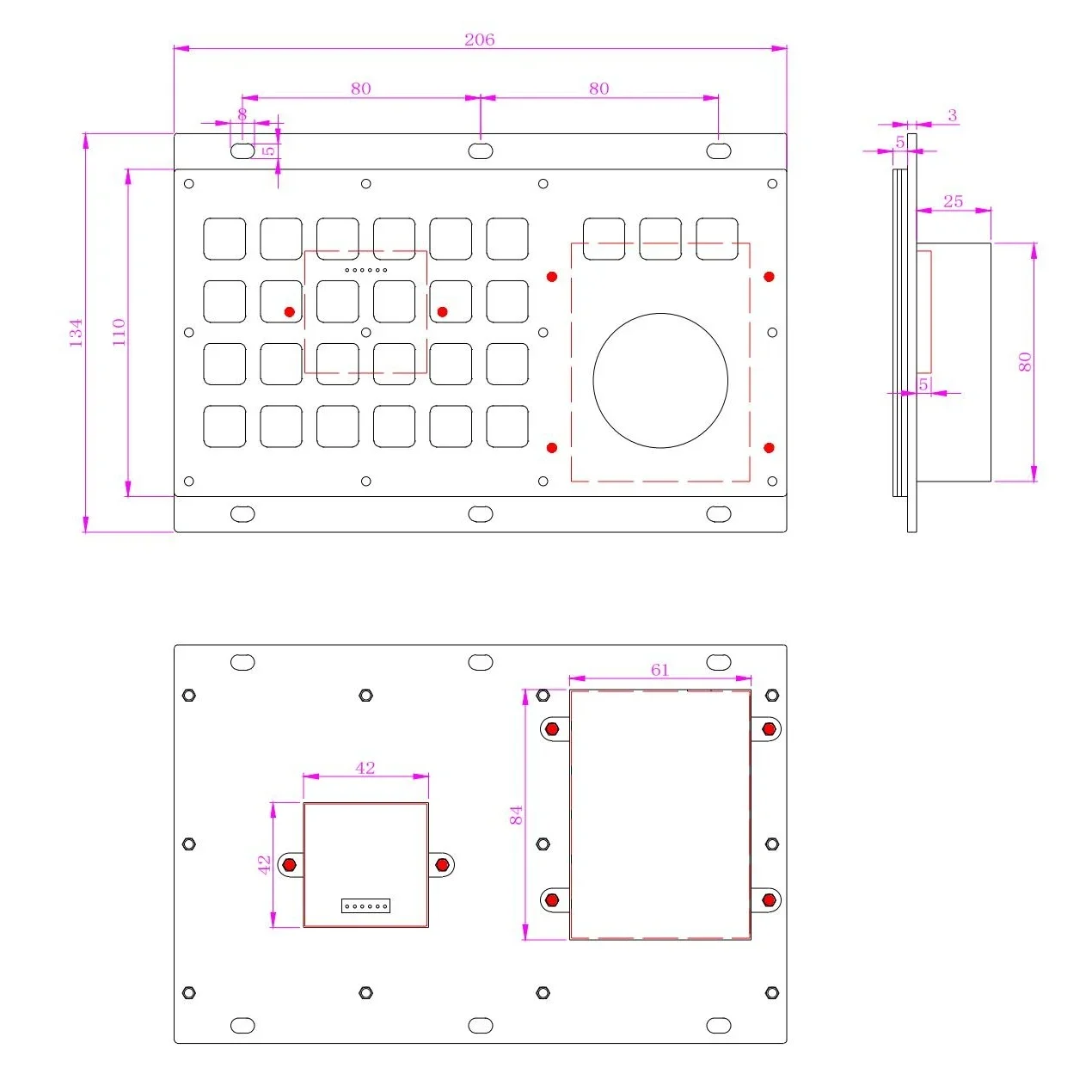 

2026 Hot Wired USB Stainless Steel Industrial Metal Keyboard Trackball IP54 Waterproof Compatible Windows/Linux/for Ship Bridge