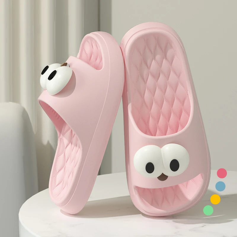 Women\'s Soft Bottom Cloud Slippers Kawaii Pink Non Slip Eva Slippers for Couple Bathroom Home Slides Woman Platform Flip Flops