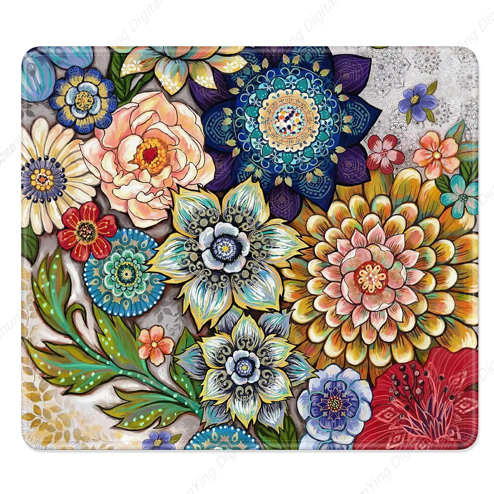 

Retro Floral Art Computer Mouse Pad Anti Slip Rubber Mouse Pad With Stitched Edges Suitable For Gaming Office Laptop Etc