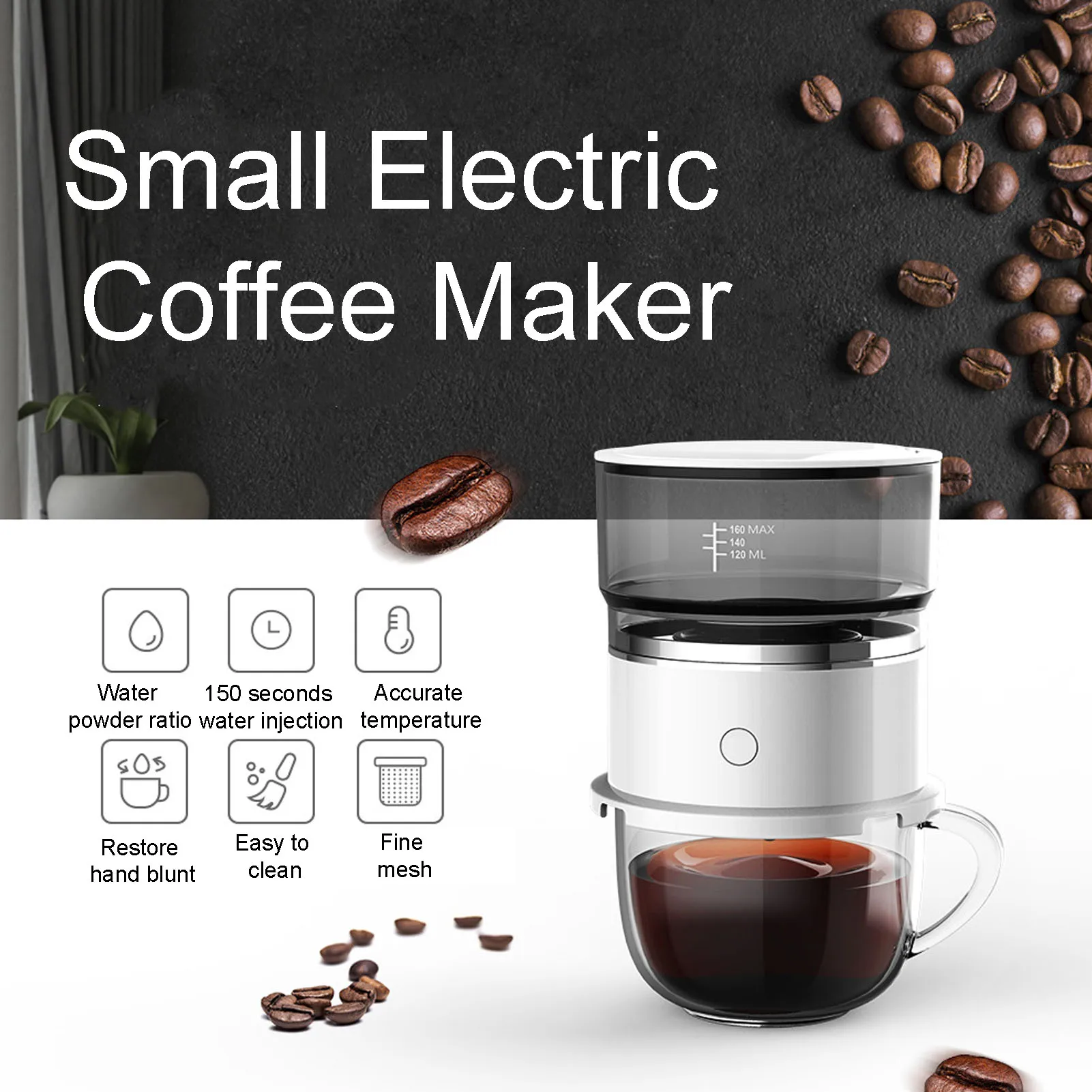 

Portable Mini Drip Coffee Maker Automatic Hand Brewing Coffee Maker for Travel Car Home Portable Mini Drip Coffee Maker