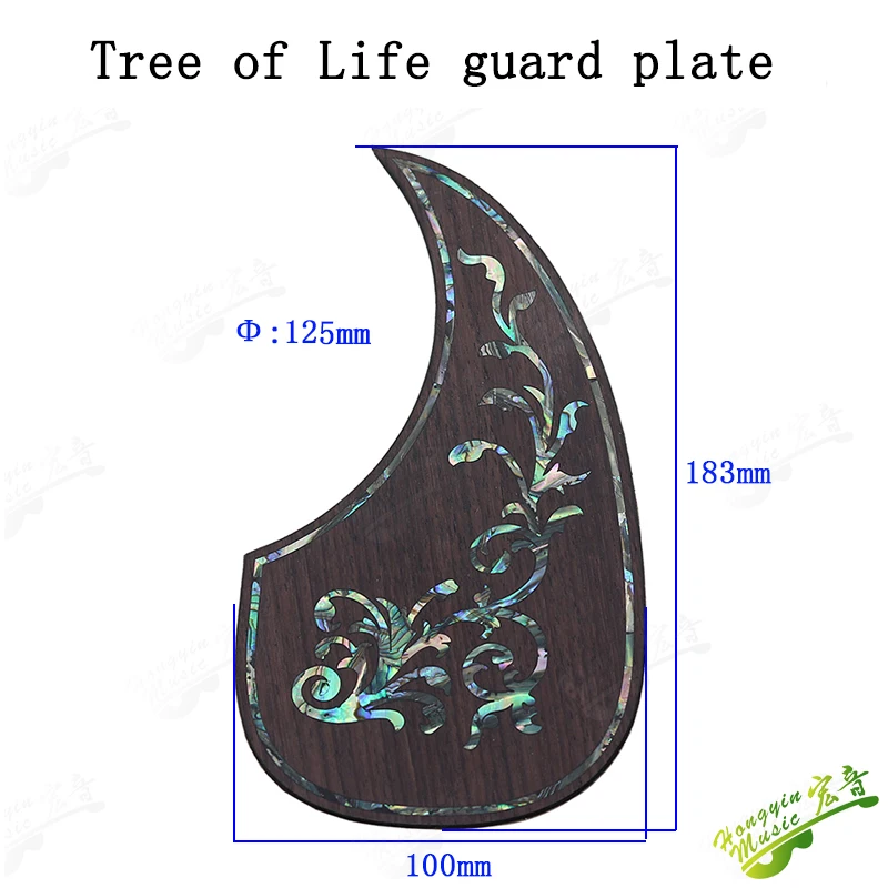 Acoustic Guitar Pickguard Rosewood inlaid with shell  Pattern Decorated Self-adhesive Pick Guard Sticker for Guitar Acc