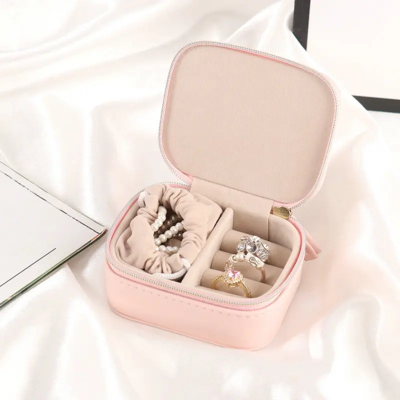 Mini Portable Jewelry Storage Box Earrings Ring Necklace Bags Multi Functional Exquisite PU Waterproof Small Square Bag
