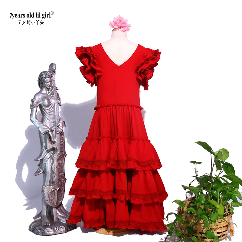Abito da ballo spagnolo Flamenco Set per bambini gonna + sciarpa Pratica gonna da donna GB01