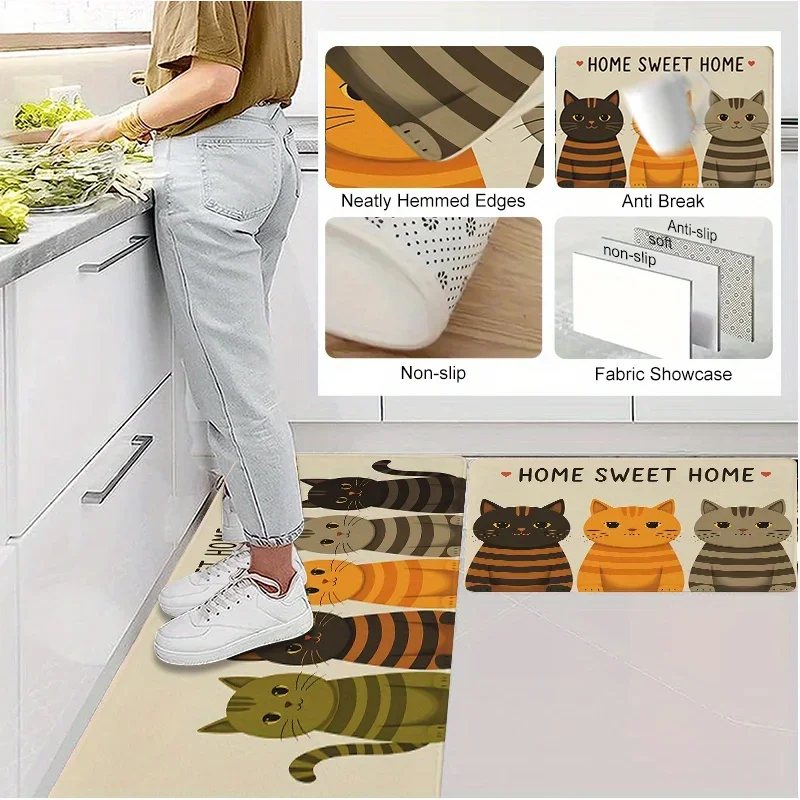 1pc Kitchen Mat, Room Decoration, Bedroom Bedside Mat, Kitchen Floor Mat, Comfortable Hallway Mat, Warm and Cute Style, Differ