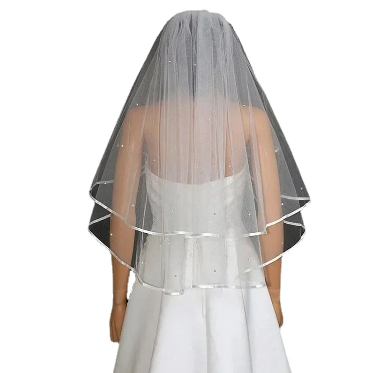 

Short Bridal White Soft Tulle Veil Ivory 2 Layers Wedding Accessories Comb bridal veils wedding