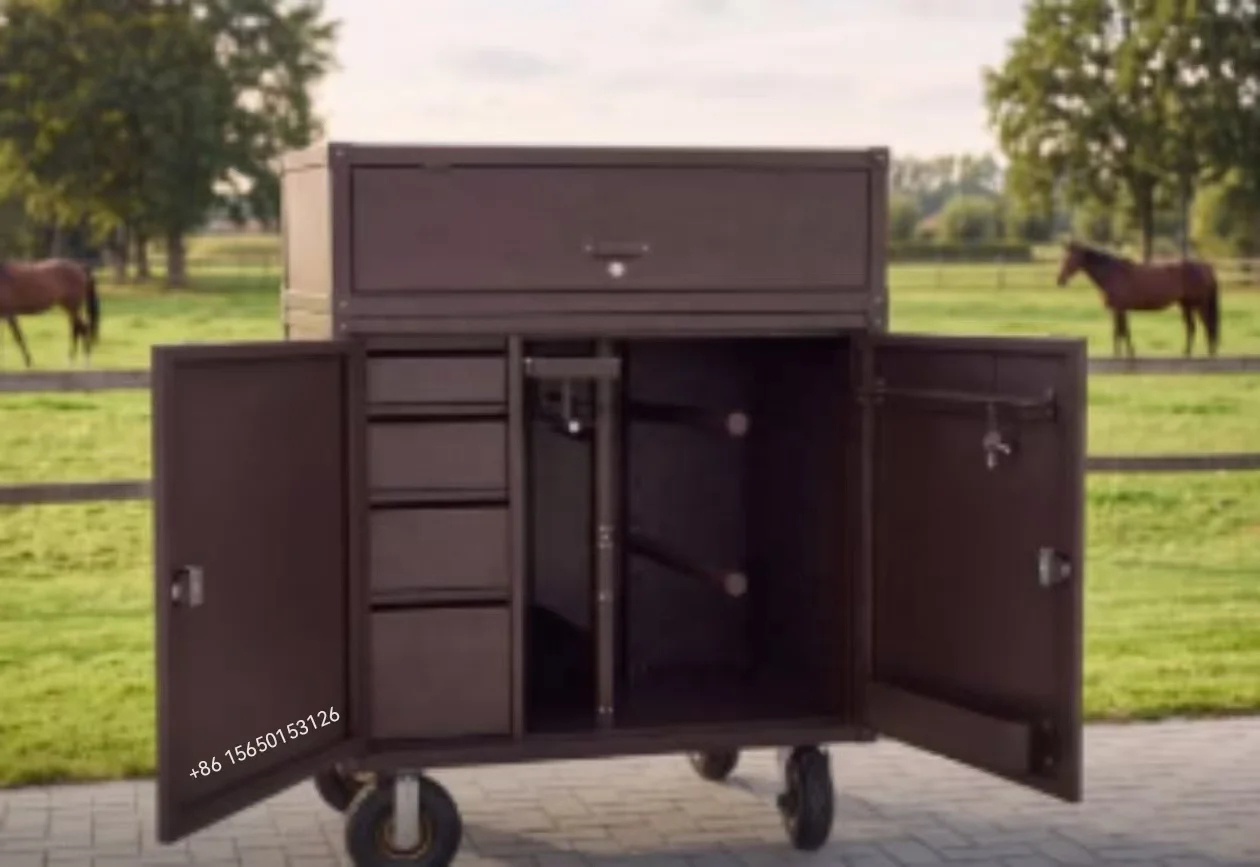 Steel Horse Tack Trunk For Equestrian Durable Stable Cabinet For Horse Gear