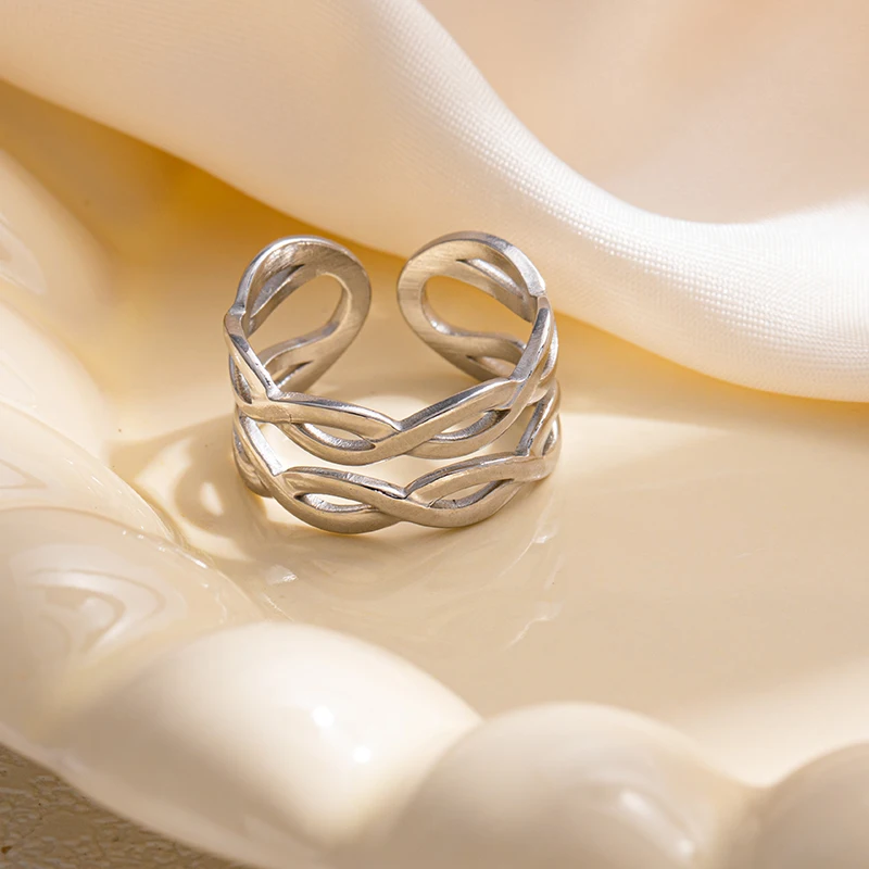 حلقة مفتوحة من الفولاذ المقاوم للصدأ للرجال والنساء ، خط النجوم ، متعددة الطبقات ، بطاقة مستديرة ، خمر ، مجوهرات خاصة ، هدايا ، بيع بالجملة