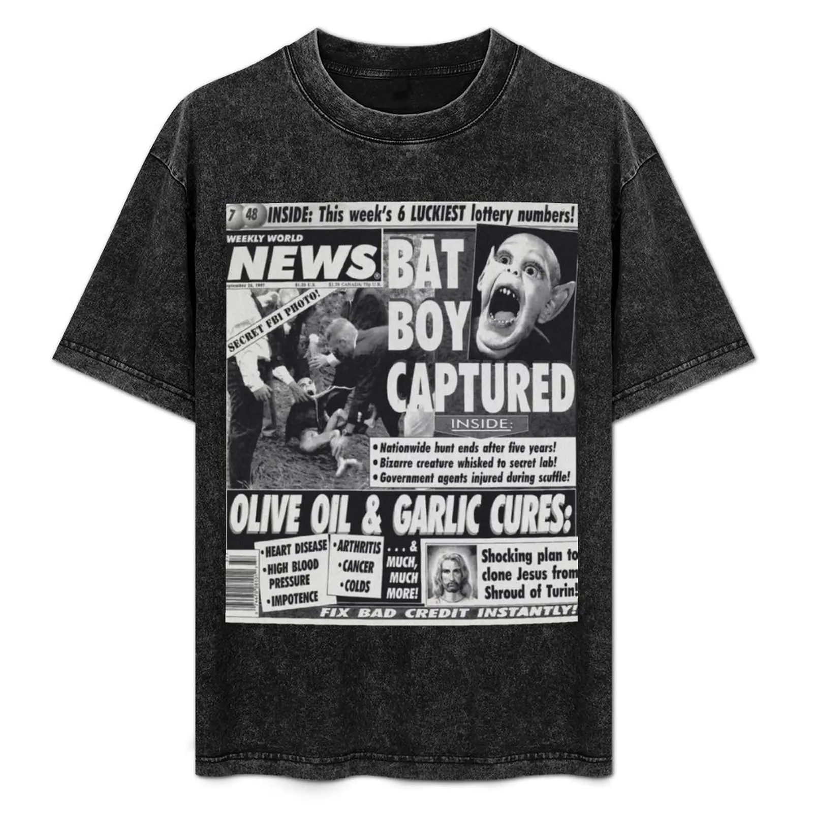 

Bat boy captured bizarre odd strange enquire magazine article weekly news clone jesus T-Shirt