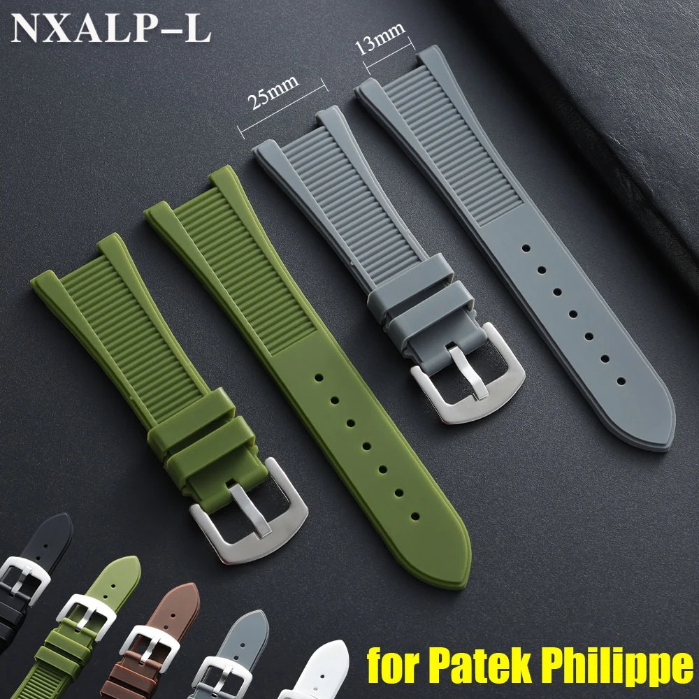 25mm*13mm Silicone Watch Strap for Patek Philippe Aquanaut Series 5711/5712/5726/5980 Waterproof Rubber Watchband Men's Bracelet