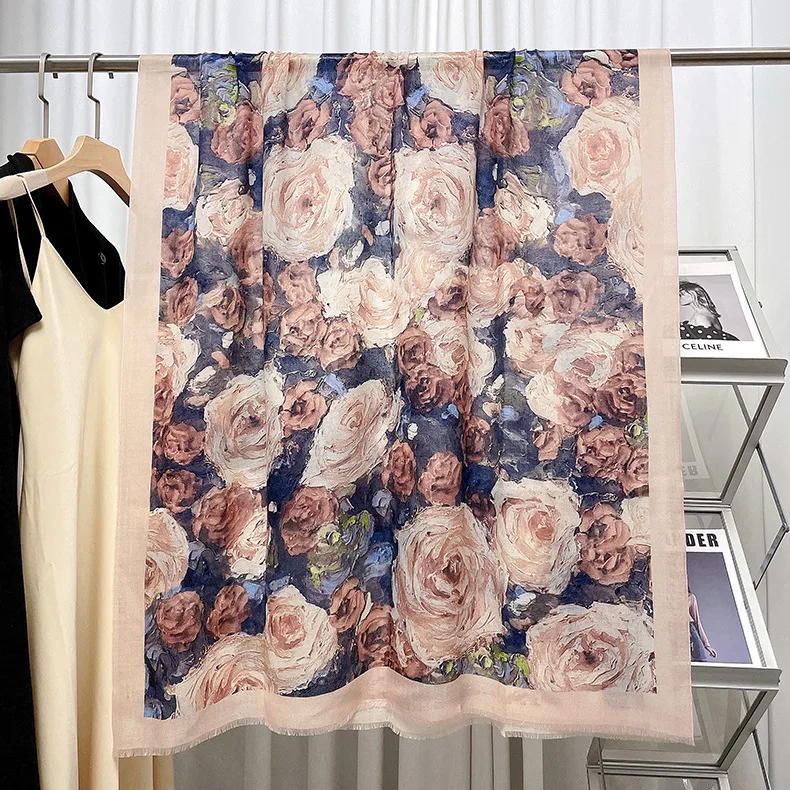 

100% Кашемировый длинный шарф с кисточками, женский пашминовый шарф-кольцо, фулярд, украшение для сумки, зимние аксессуары, подарок для мамы