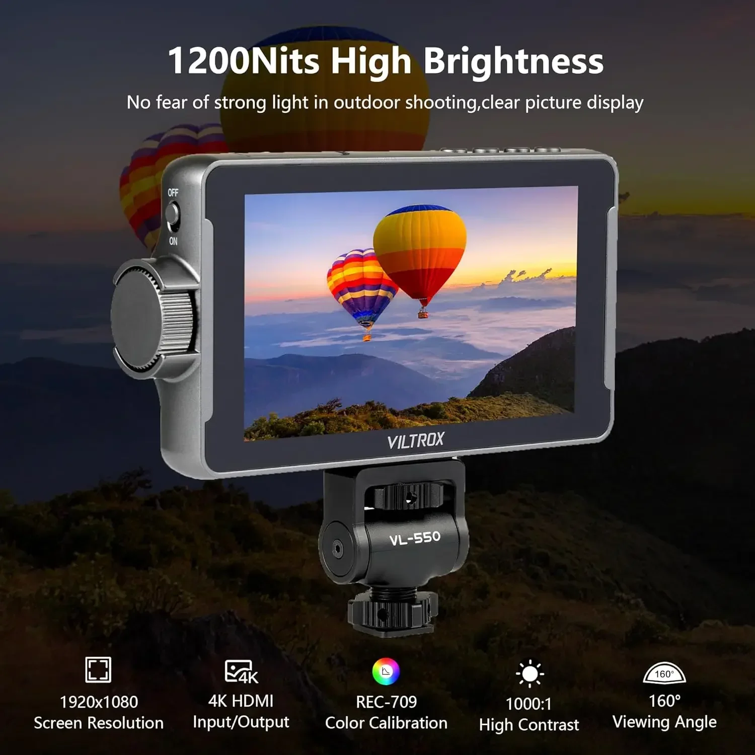IN STOCK VILTROX DC-550 Pro Touchscreen 4K HD  MI Camera Field Monitor 5.5 Inch Battery Sunshade Hood 3D LUT Peaking Focus Assis
