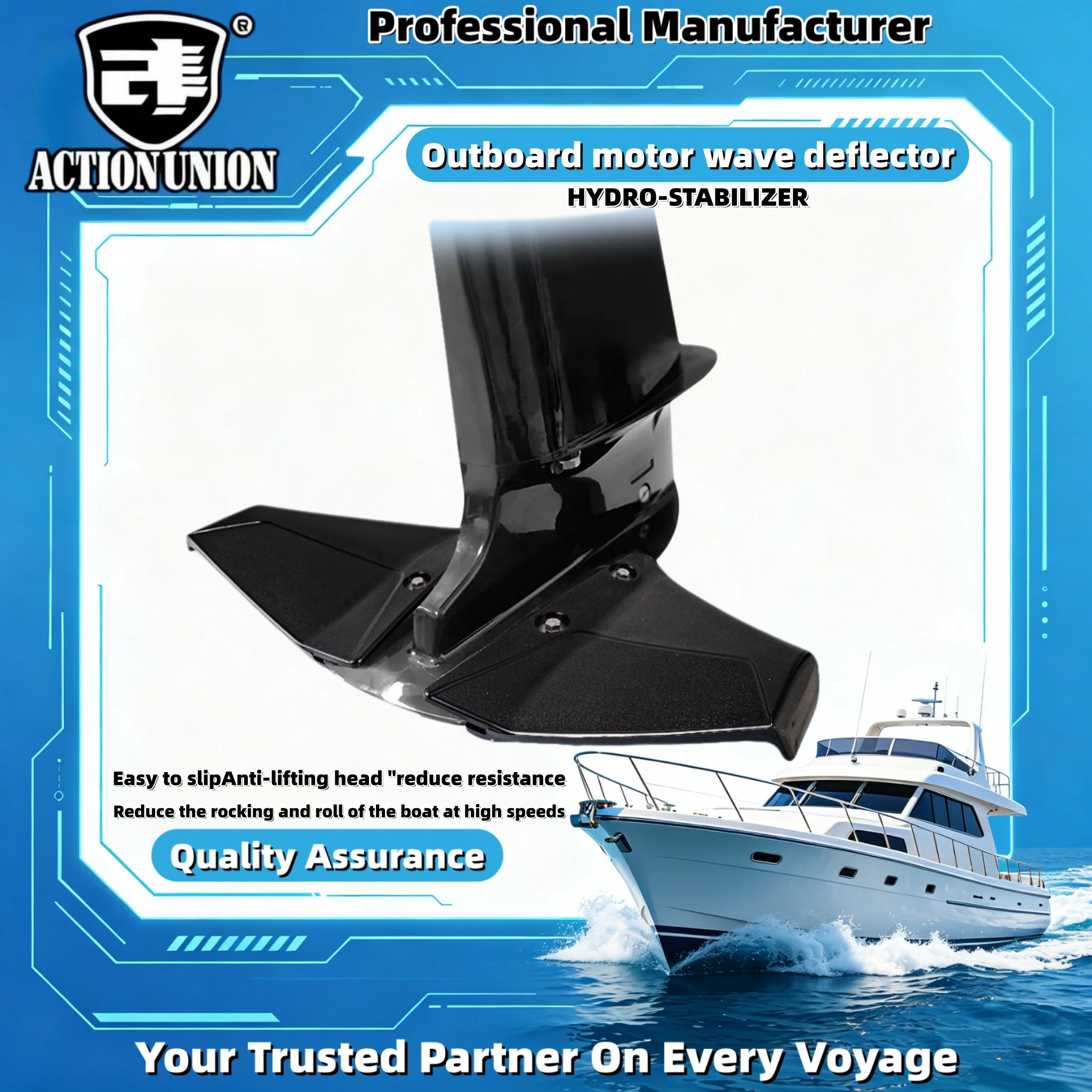

Outboard Machine Wave-deflecting Pressure Plate Hanging Gliding Wing Water Ski Yacht Speedboat Warping Fin Tail Plate