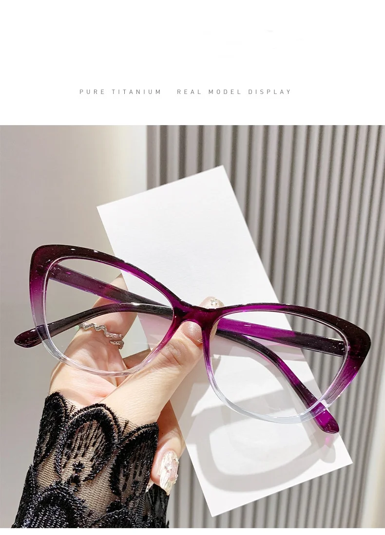 Cat Eye Lesebrille Für Frauen Anti Blaues Licht Zum Lesen Presbyopie Brille Retro Computer Hyperopie Brille + 1,0 + 1,5 + 2,5 – Detail 4