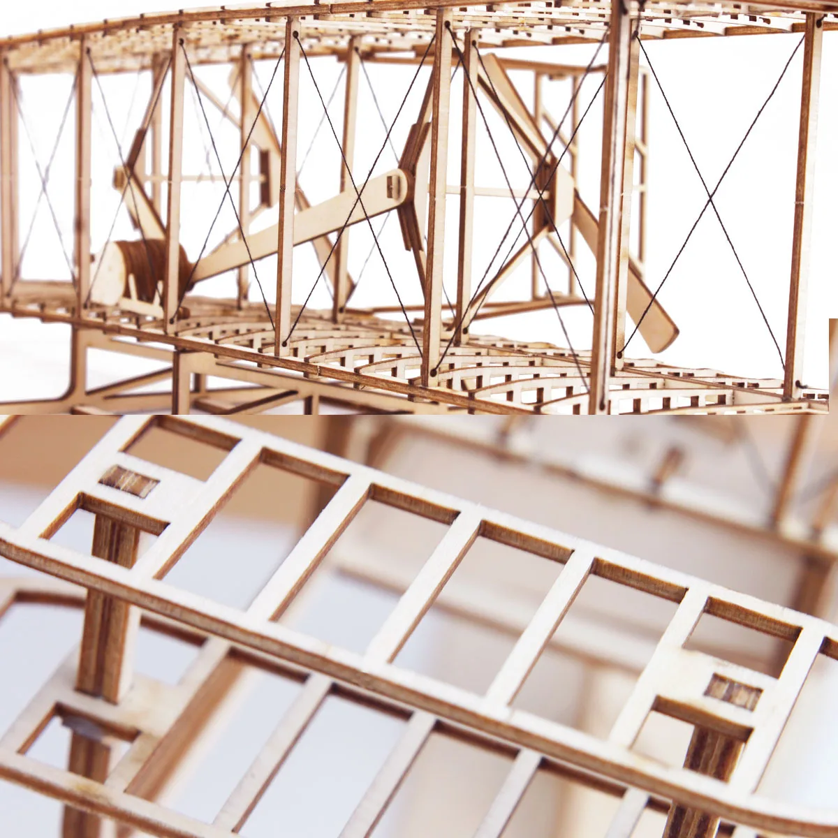 3d Wright Brothers Airplane Wooden Puzzle Retro Mechanical Assemble Building Blocks Model Kits DIY for Kid Adult Montessori Gift