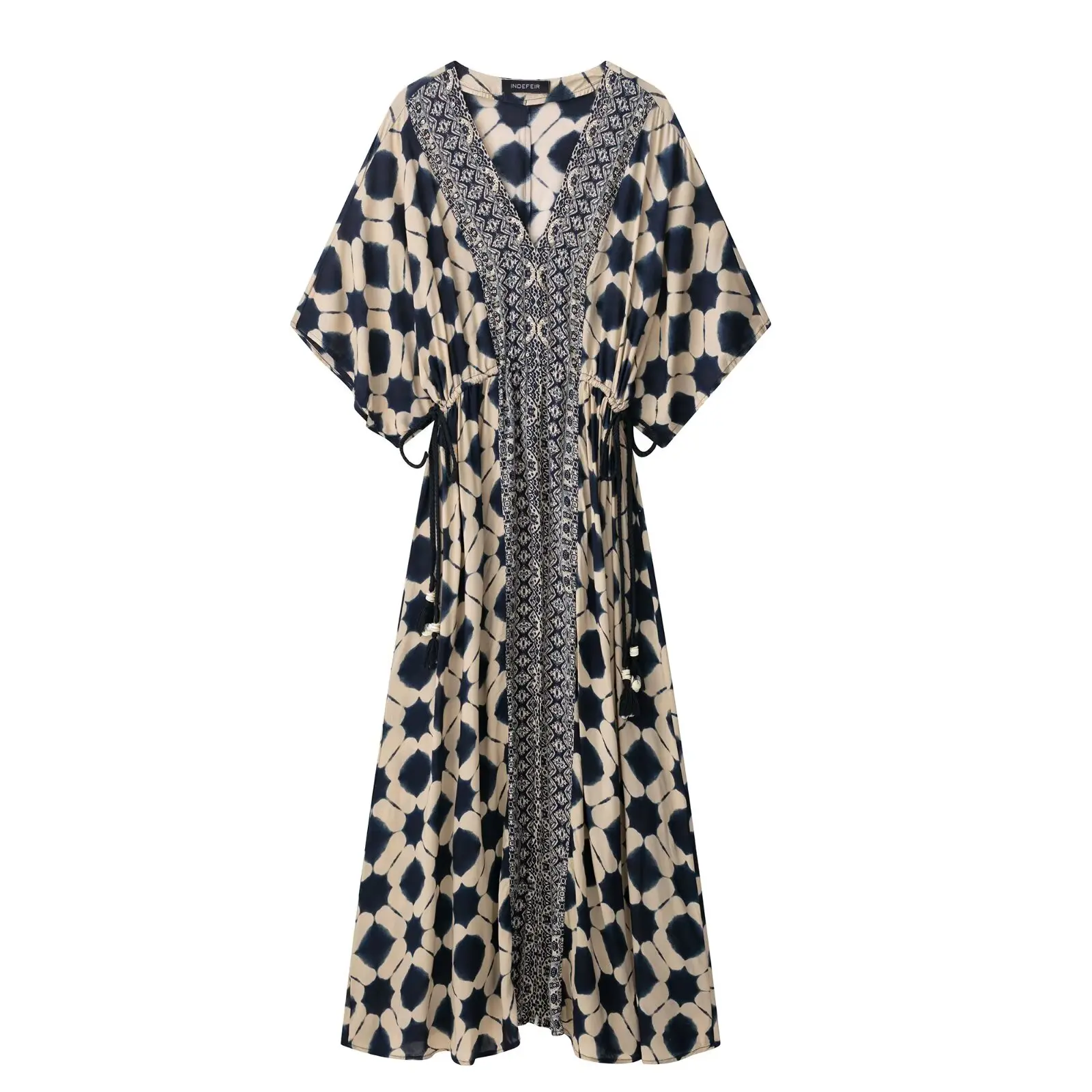 

Rindu TRAF 2025 Women's Ethnic Print Long Dress Luxurious Evening Dresses Womens Woman Summer Robe Elegant Trend Y2k Holiday