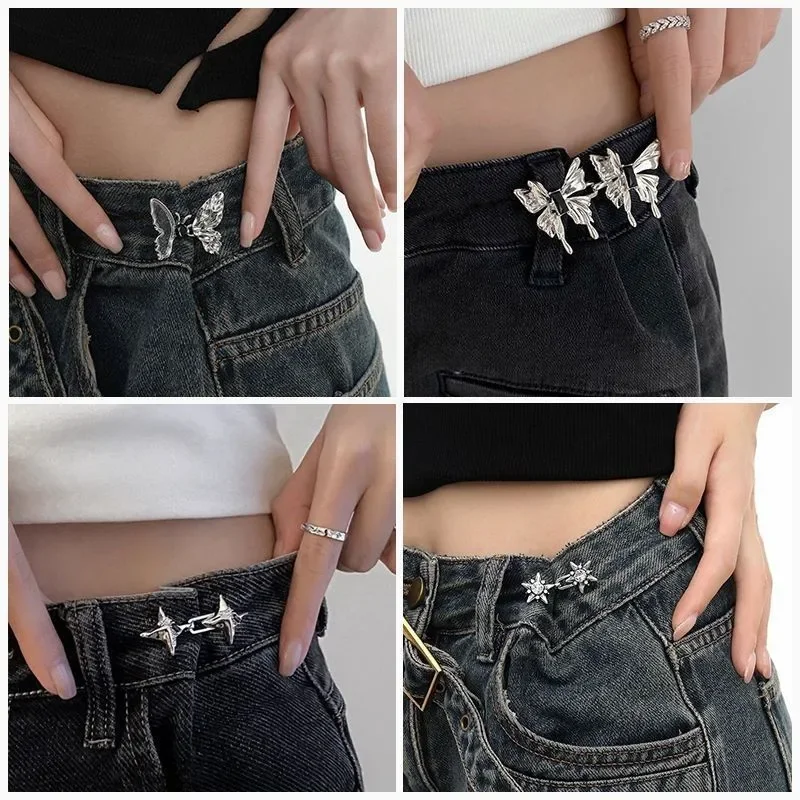 Temperament Four Pointed Star Waist Tightening Tool, Adjustable Waist Buckle, Fashionable Jeans, Fixed Waist Buckle