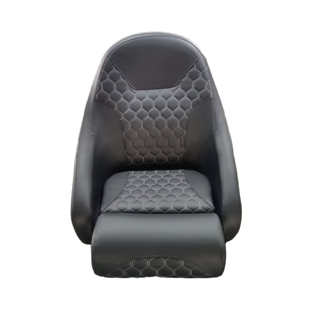 Flip support for marine fittings for standing comfort rudder seats for pontoon fishing vessels