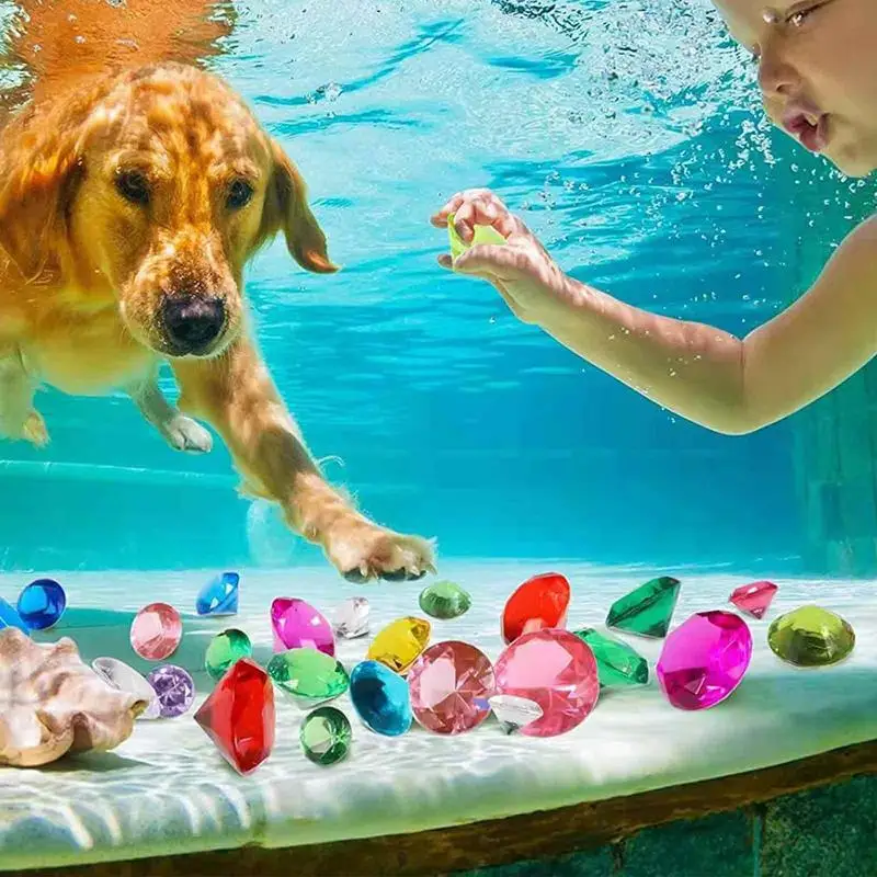 10pcs Pool Diving Gems Toys Treasure Pirate Pool Chests Divingdiamond Swimming Kids Jewels Dive Diamonds Favors Party Set