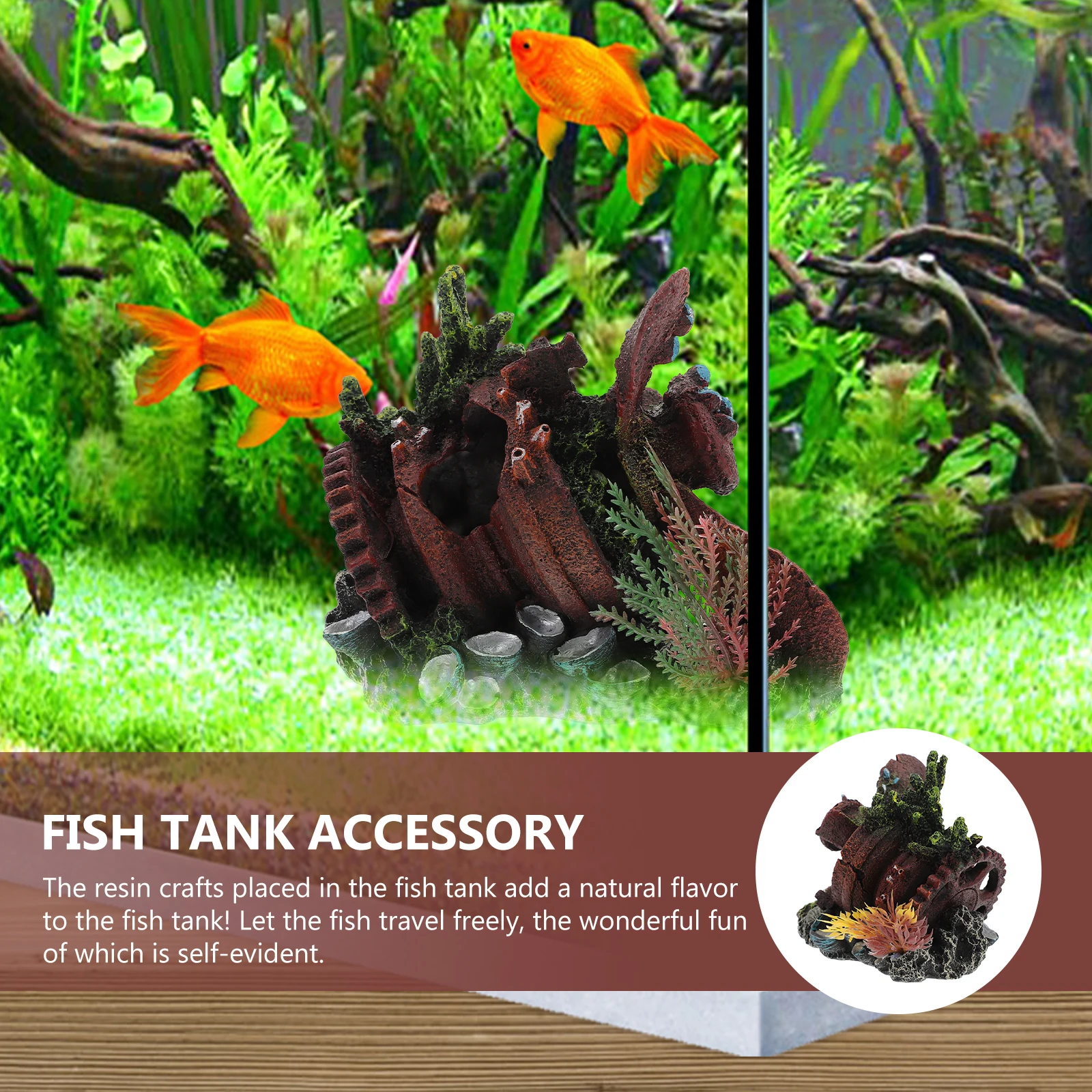 

Aquarium Wreckage Ornament Resin Sculpture Realistic Fish Tank Decoration Natural Aquarium Landscaping Craft