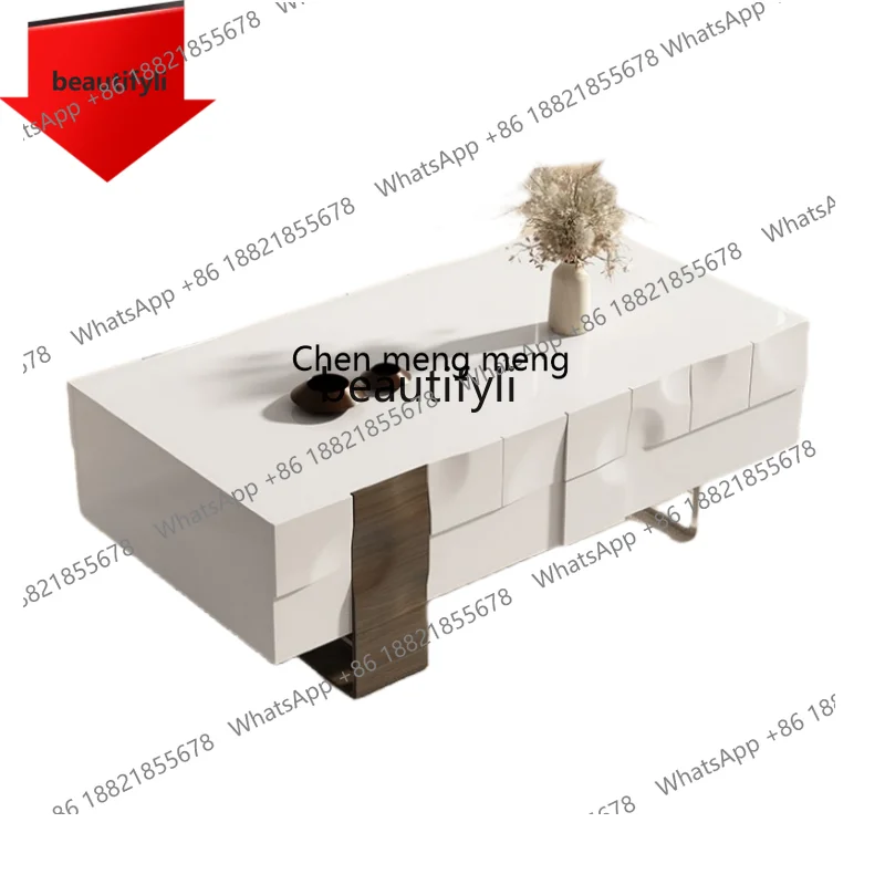 

K185 Baking Finish Tea Table Solid Wood Living Room Rectangular Coffee Table Modern Minimalist Tea Table Storage