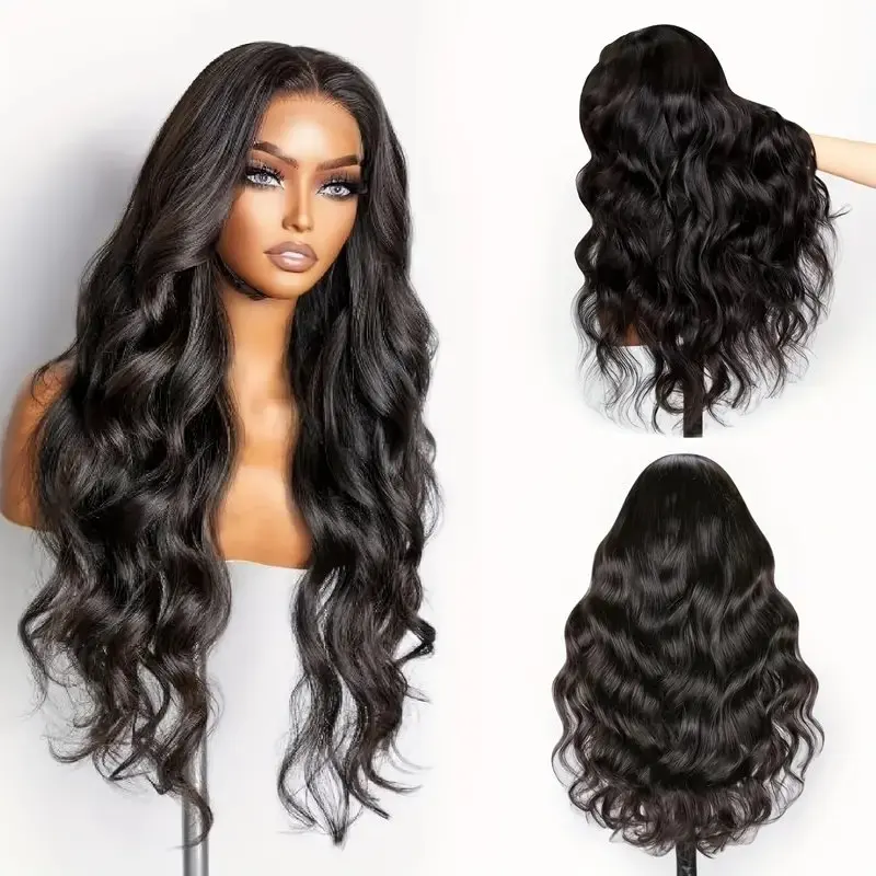 Rosabeauty HD Body Wave Nature Color 13X6 Transparent Lace Frontal Wig 13X4 Front Human Hair Glueless Wig 250% Density