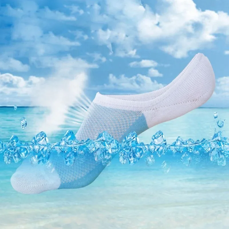 1/5 Pairs Men\'s Socks Mesh Invisible Boat Socks Men\'s Invisible Socks