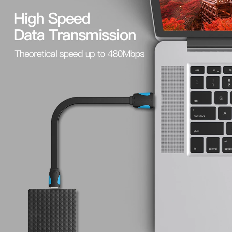 Vention كابل USB صغير 2A كابل شاحن بيانات سريع لمشغل MP3 MP4 سيارة DVR GPS كاميرا رقمية HDD كابل USB صغير 2.0