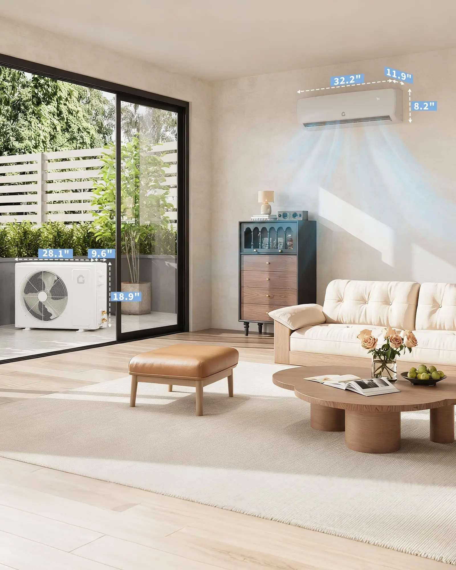 Mini Split Air Conditioner 19 SEER2 115V Cools Up To 400 Sq Ft Ductless Inverter System Heat Pump Pre Charged WiFi Ready R32 Refrigerant With 16 4 Ft Install Kit
