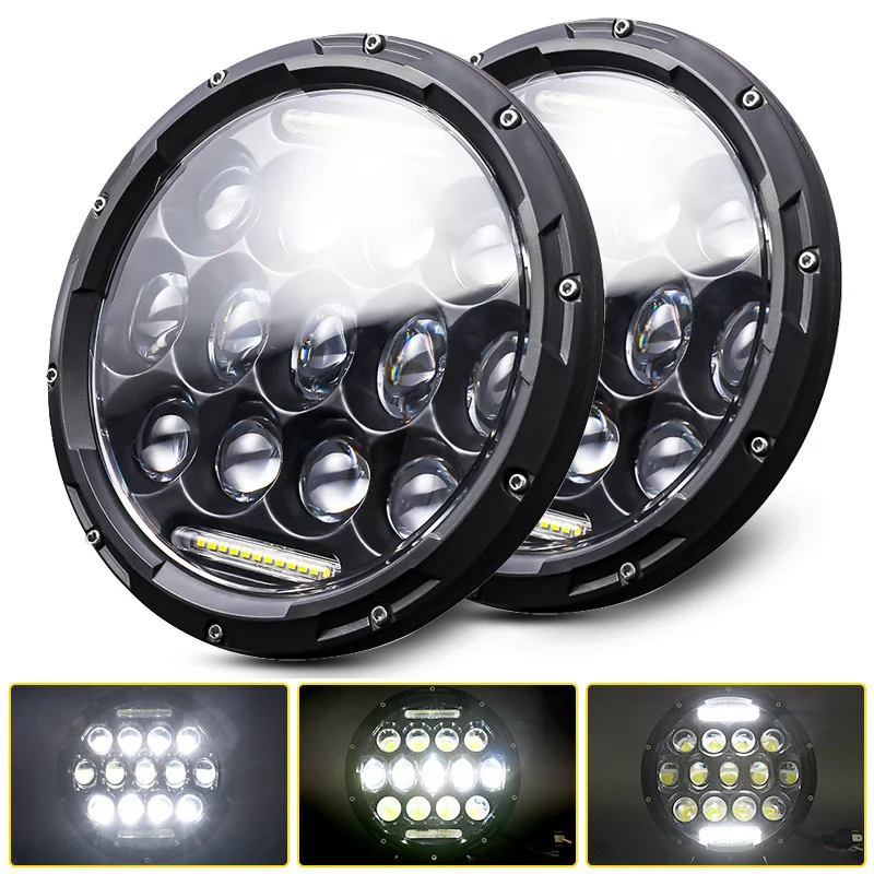 2x Auto 7 Inch Led Koplamp Hi/Low H4 Halo Hoek Ogen DRL Voor Jeep JK TJ OffRoad Defender Hummer 4x4 Suzuki Samurai Koplamp